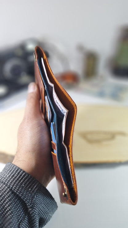 Çıtçıtlı Erkek Deri Cüzdan (Orange)
