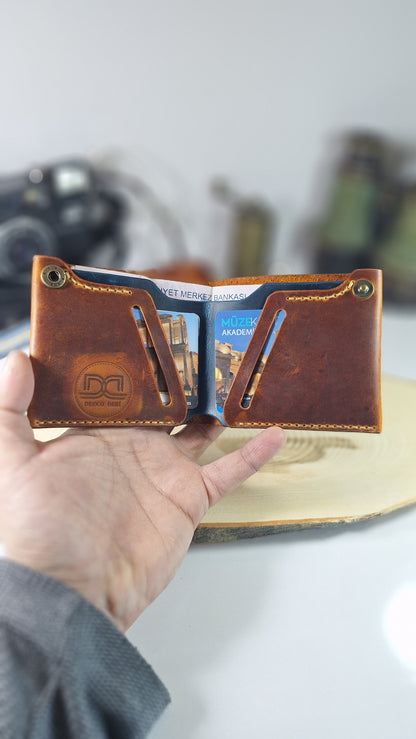 Çıtçıtlı Erkek Deri Cüzdan (Orange)