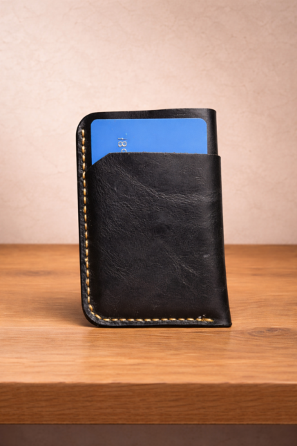 Minimalist Deri Kartlık Siyah