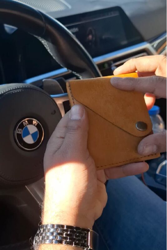 camel hakiki deri erkek cüzdan ön görünüm