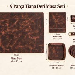 Alternative view of Tiana Deri Masa Seti – 9 Parça Kişiselleştirilebilir Sümen Takımı